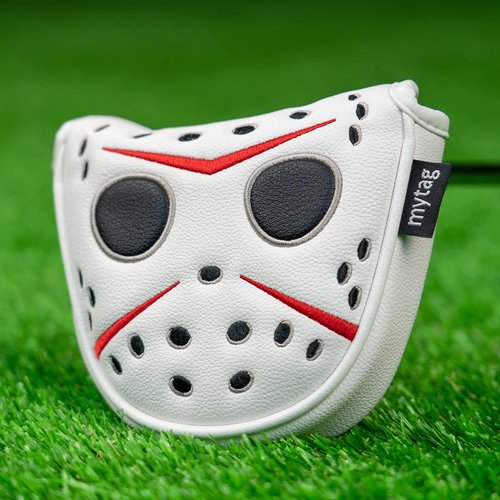 Golf Club Head Covers Mallet Putter Cover Hockey Goalie Mask Strong Magnetic Headcovers for Taylormade Spider Callaway Odyssey Putters Heel-Shaft Putter