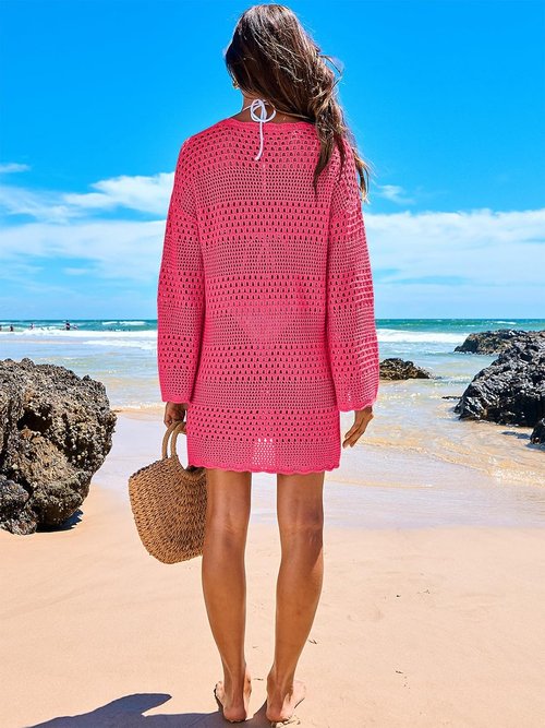 ANRABESS Women Swimsuit Crochet Swim Cover Up 2026 Summer Bathing Suit Swimwear Mesh Knit Beach Dress Vacation Outfits