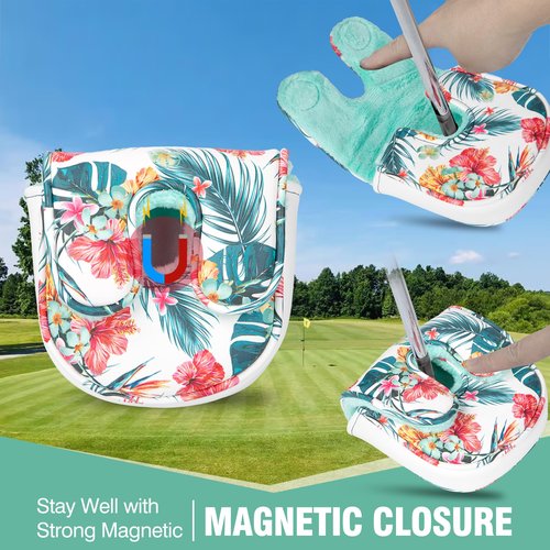 BAIRBRE Golf Club Covers Driver Covers Fairway Wood Headcover Hybrid Cover Leather Mallet Putter Covers Blade Headcovers Golf Head Covers for Most Brand (for Df3 Putter)