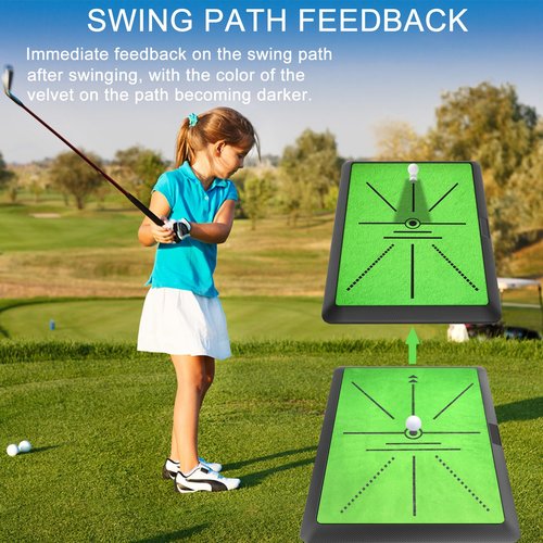 Nogcay Golf Hitting Mat, Golf Practice Mat for Training Chipping Show Swing Path Feedback, Golf Swing Training Strike Mat for Indoor and Outdoor Use