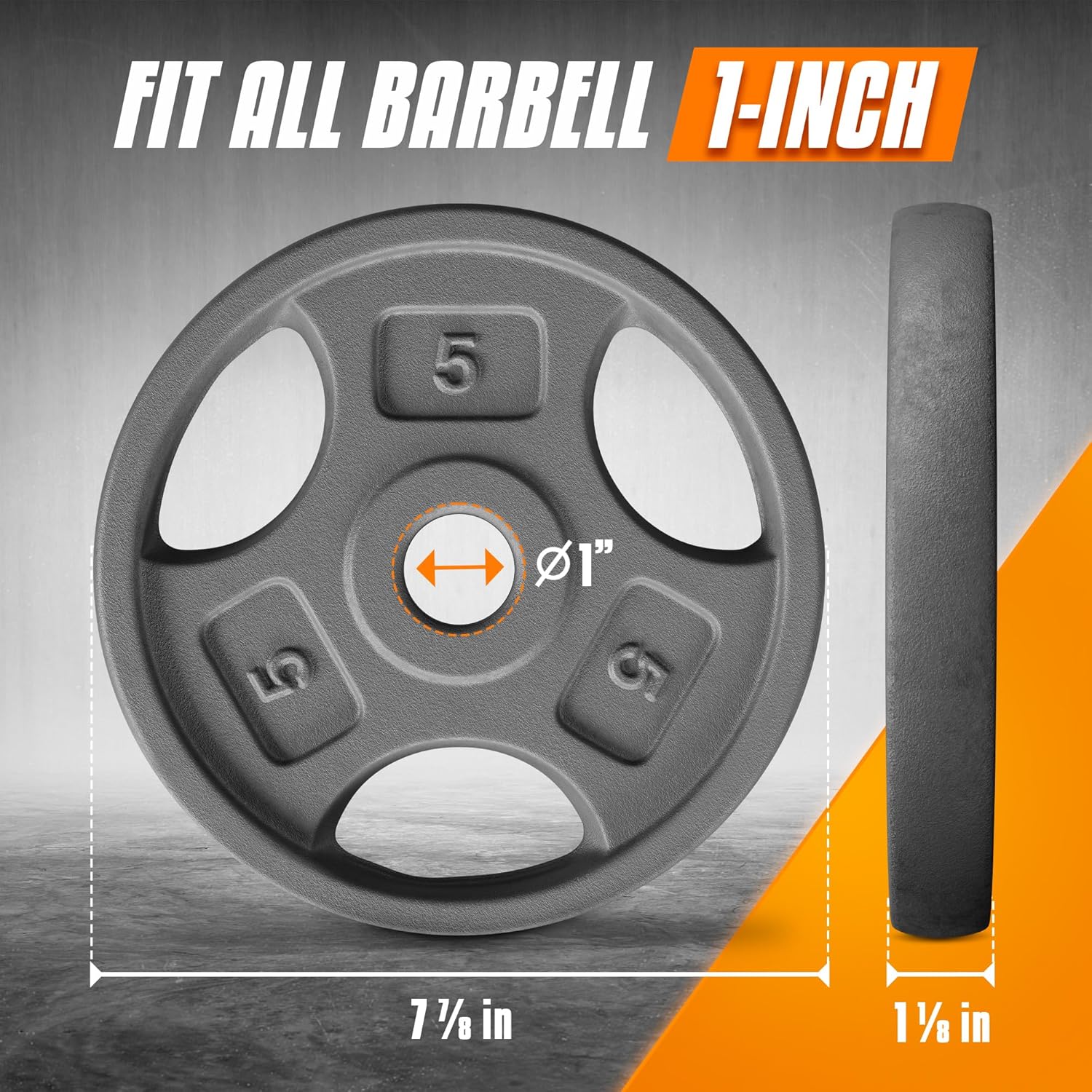 Yes4All 1-Inch Grip Weight Plates - Cast Iron for Strength Training | Multiple Sizes 2.5 lb to 35 lb