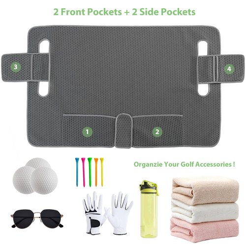 AEROiVi Golf Cart Seat Covers, with 4 Pockets & Non-Slip Bottom, Universal Golf Cart Seat Towel Blanket Fits for EZGO, Yamaha, Club Car and More 2 Person Seat Golf Carts