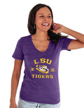 Louisiana State Tigers Women’s Tri-Blend V-Neck T-Shirt - Large, Team Color