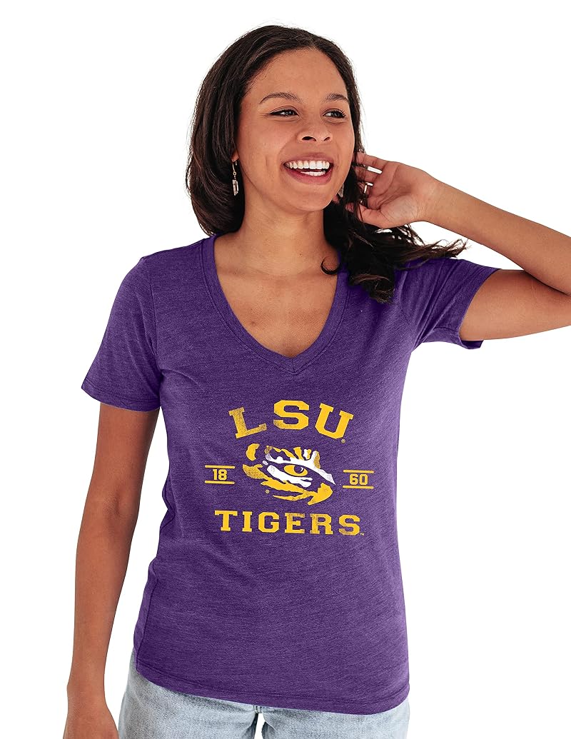 Louisiana State Tigers Women’s Tri-Blend V-Neck T-Shirt - Large, Team Color