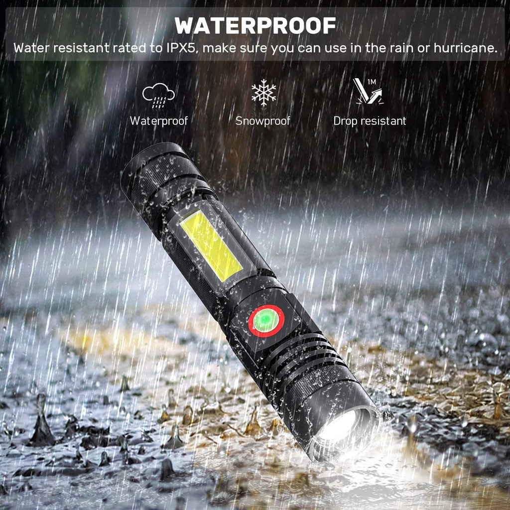 Skiennix Rechargeable LED Flashlight - Super Bright Tactical Design | USB Rechargeable, Waterproof, Compact for Camping & Emergencies