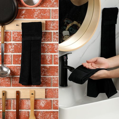 Moukeren 3 Pcs Black Football Field Towel Quarterback Accessories Cotton Sports Sweat Towel with Hook and Loop Fastener for Football, Golf, Gym