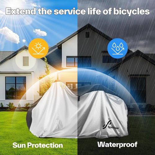 Sportneer Bike Cover: 190T Waterproof Outdoor Bicycle Covers for Preventing Rain Sun UV Dust Wind with Anti-theft Lock Holes and Storage Bag for Mountain Road Electric Bike