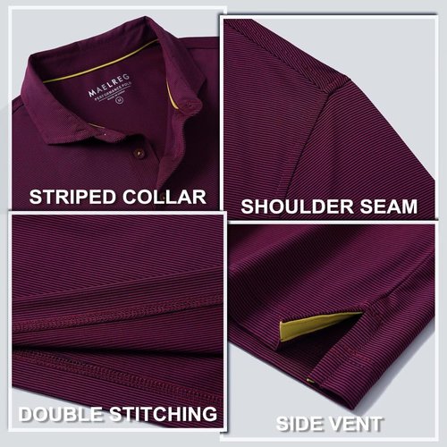 M MAELREG Men's Polo Shirts - Short & Long Sleeve Dry Fit Performance | Moisture-Wicking Sport Golf Shirts