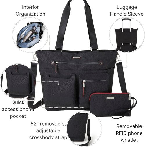 Baggallini Any Day Tote - Stylish Tote Bag with RFID Phone Wristlet for Secure Travel