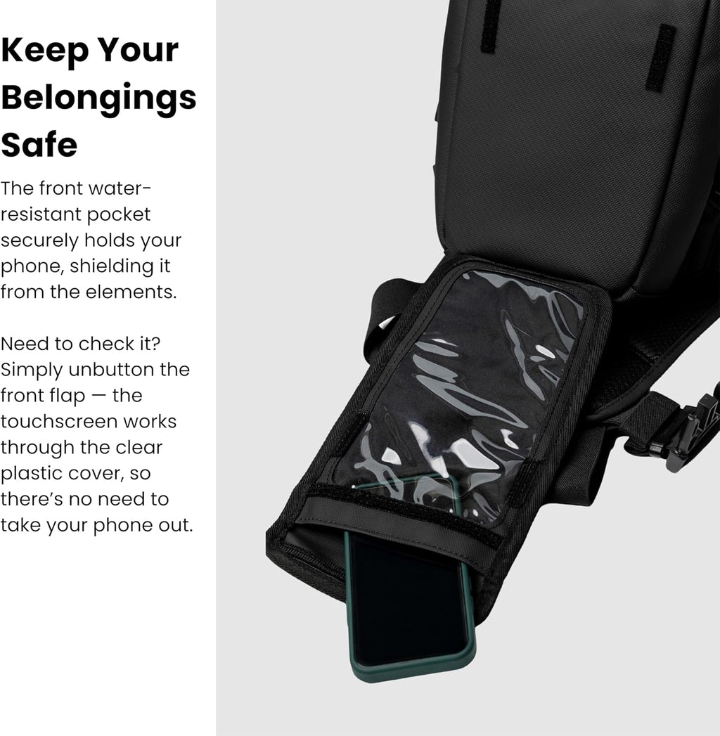 Skiennix Minimalist Chest Rig - Outdoor Chest Pack with Easy-Access Phone Pouch | Black