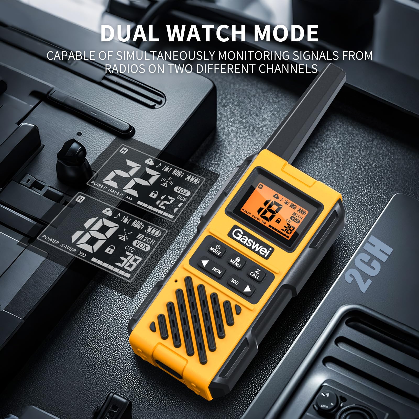 Gaswei G1pro+ IP67 Waterproof Walkie Talkies Long Range for Adults, Heavy Duty Two Way Radio with FM Radio,VOX,SOS & NOAA Weather Alerts,USB-C Rechargeable
