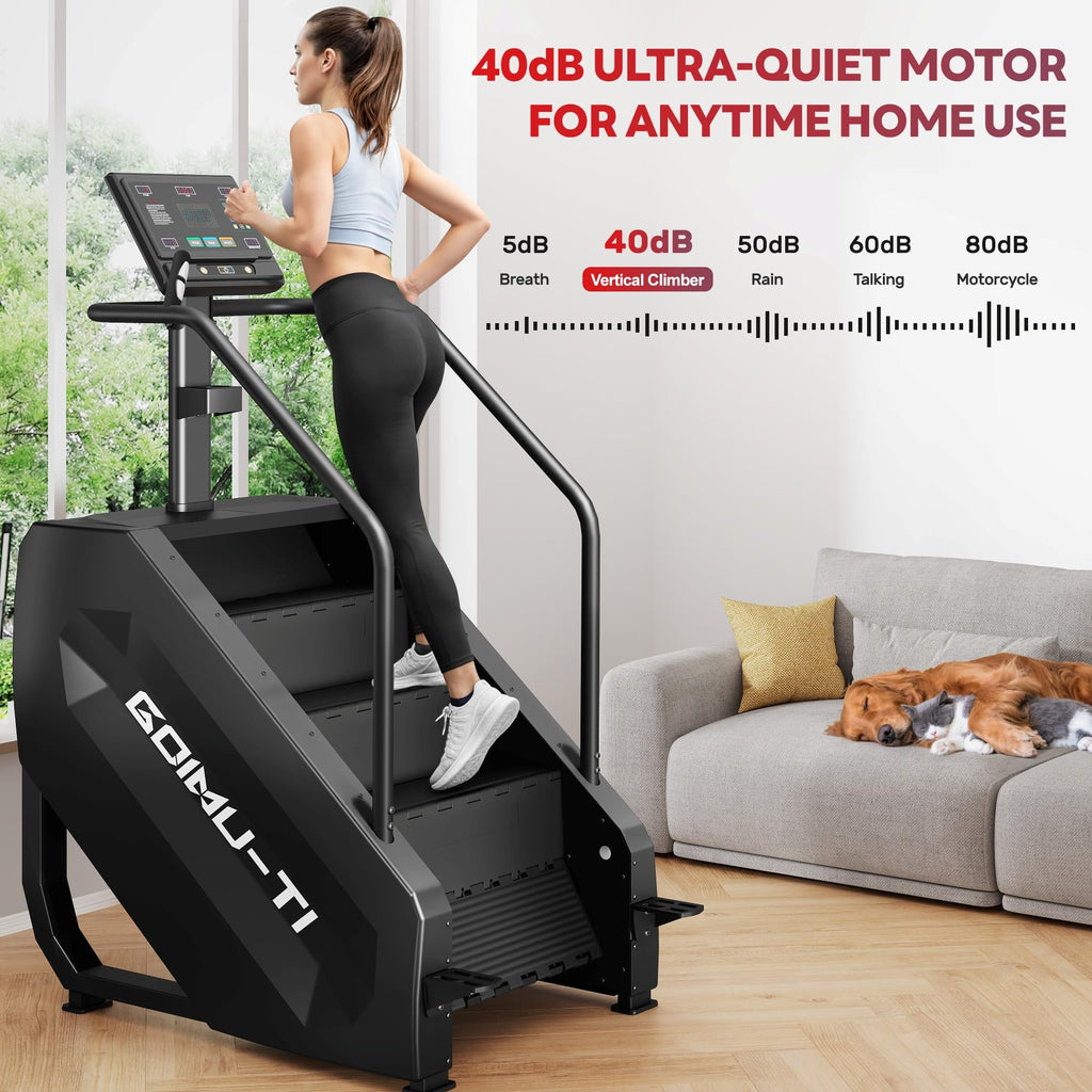Goimu T1 Stair Stepper Machine, 550Lbs Commercial Grade Stair Climber for Home with 15 Resistance Level and LED Screen, Stepmill Exercise Machine for Full Body Workouts, 24-164 Steps/Min (Black)