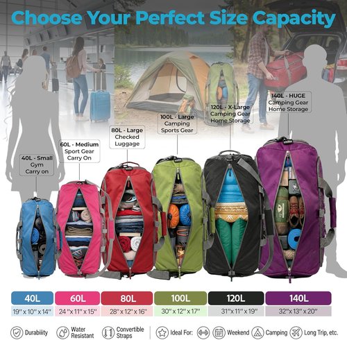 Bago Large Duffle Bag - Durable & Lightweight Travel Duffel with Shoe Compartment | 80L Capacity