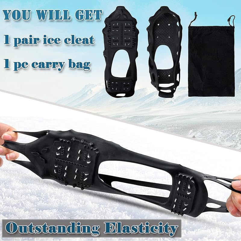 Ice Snow Traction Cleats Crampons Anti-Slip Snow Shoes for Men Women 24 Steel Crampons XL (10.5-13 / 11.5-14)