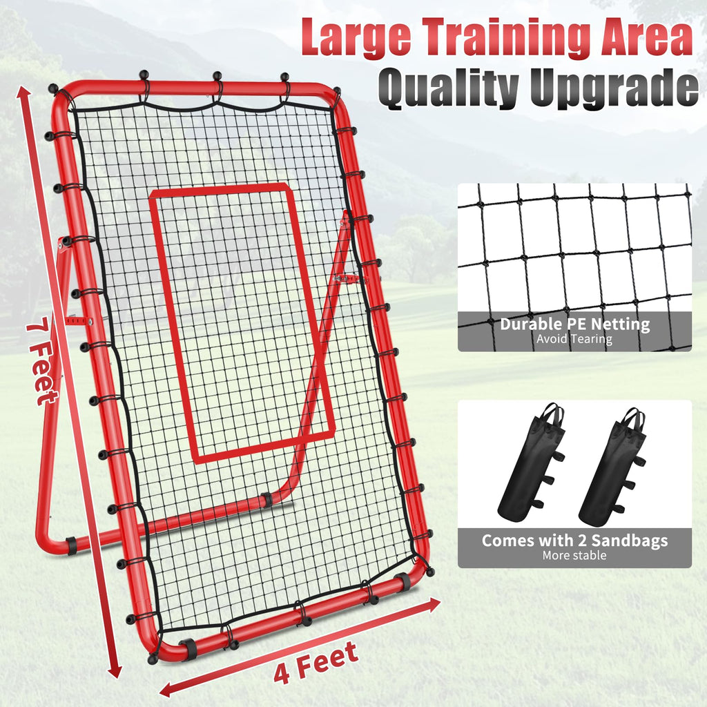 TomCare 7x4FT Volleyball Rebounder Net Bounce Back Training Equipment with 5 Adjustable Angles Volleyball Practice Net for Bumping & Spiking Portable & Steady Indoor Outdoor Rebound with Sandbags