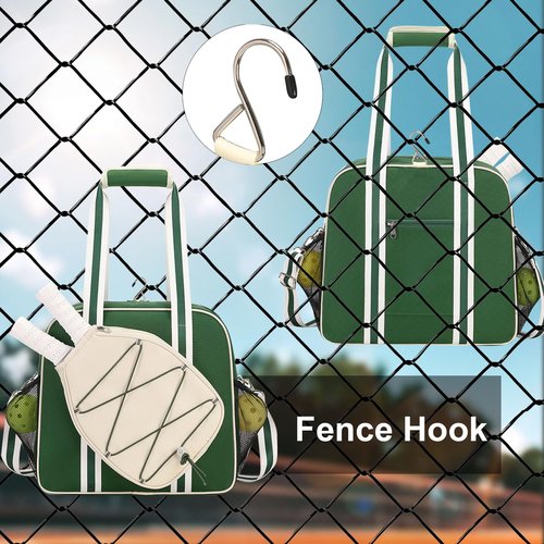 ACESAK Pickleball Bag, Pickleball Bags for Women Men Teens with Waterproof Pocket & Fence Hook, Pickleball Tote Bag for Pickleball Racquet Sports Gym Duffle, Adjustable Strap (Green）