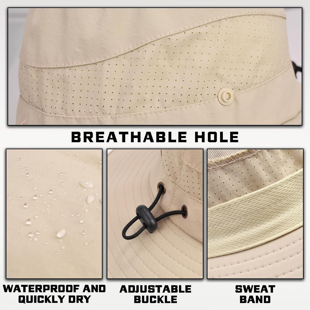 Sun Hats | UPF 50+ Protection Safari Hat for Men & Women - Wide Brim Fishing Hat with Neck Flap
