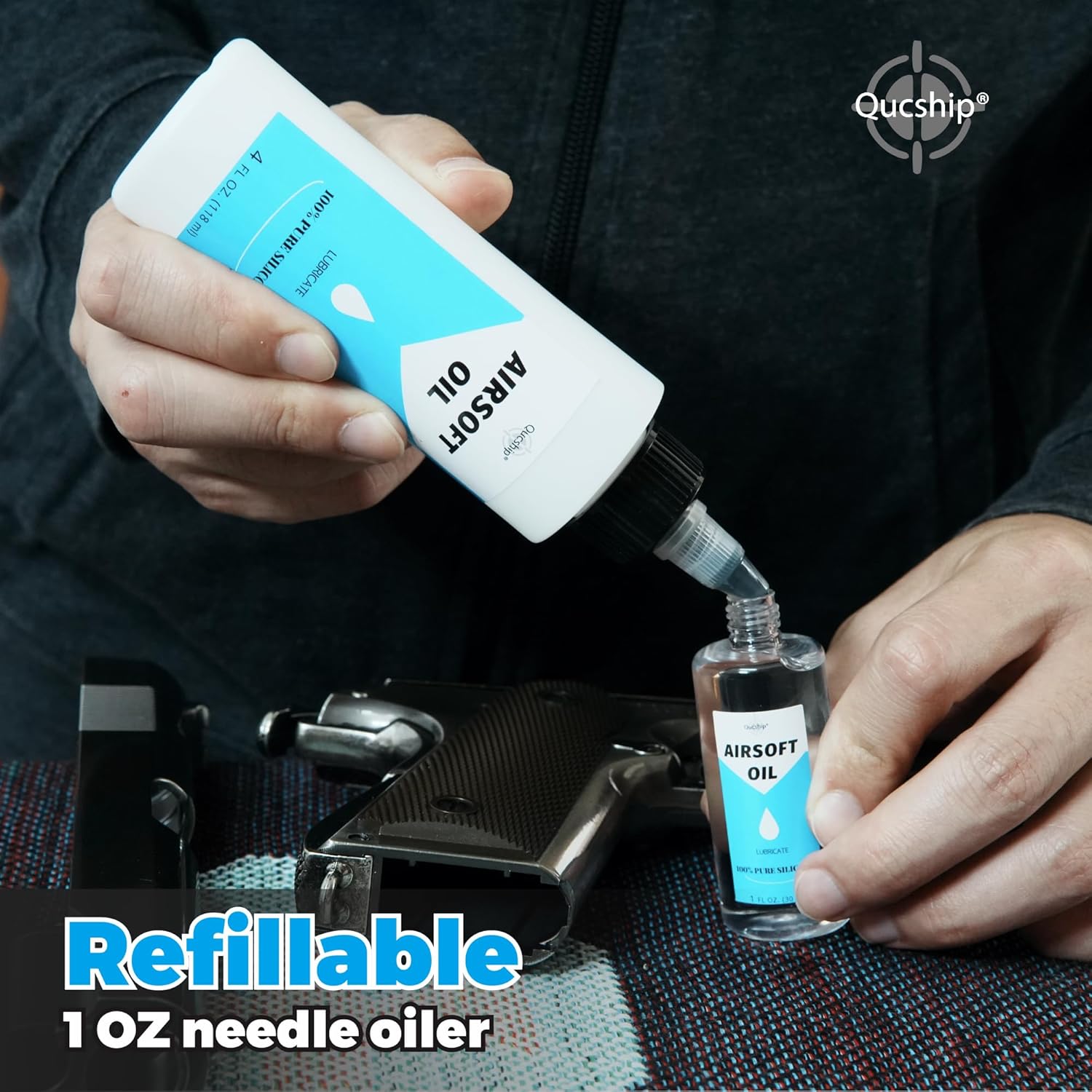 Skiennix Airsoft Oil - 100% Silicone Multi-Purpose Lubricant | 4 oz & 1 oz Needle Oiler