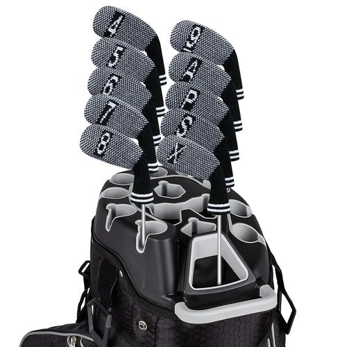 LeFeng 10 Pieces 4-9/A/P/S/X Knitted Golf Iron Head Covers Set Lightweight and Durable Material Multiple Patterns Golf Club Head Covers (Black Scale)