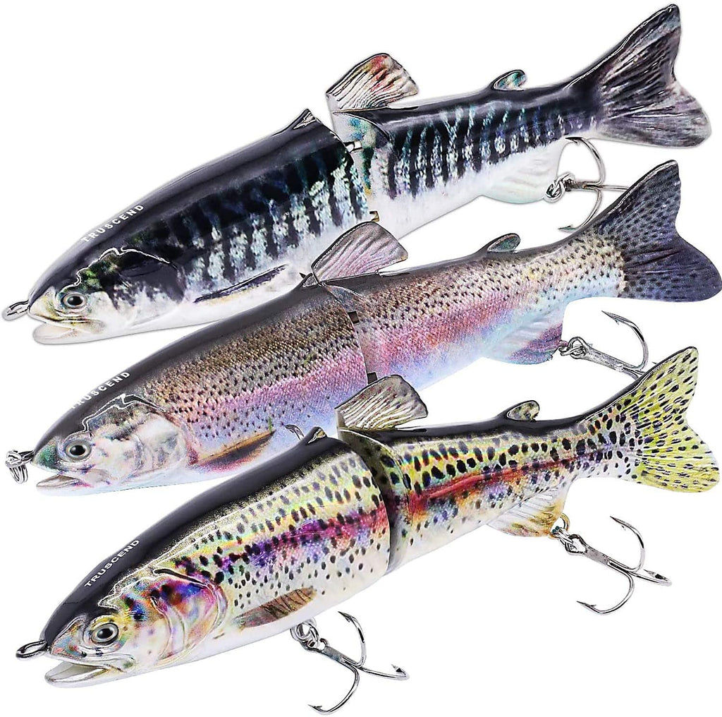 TRUSCEND Easy Catch SwimMax with BKK Hooks, Magic Noisy Wiggling and Vibrating Actions for More Bites, Lifelike Fishing Lures for Bass Trout Walleye Crappie, Strongest Dyneema Fiber Jointed Swimbaits