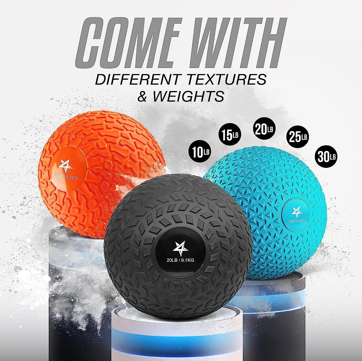 Yes4All Slam Balls - Durable 25lbs Weighted Ball for Strength Training | Black Triangle Design