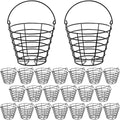 Wettarn 20 Packs Bulk Metal Wire Golf Ball Basket with Handle Stainless Steel Golf Basket Ball Holder Container for Summer Storage Practice Accessories, Black