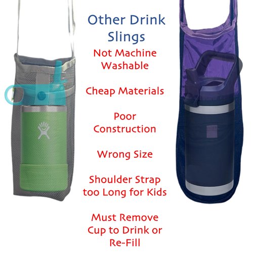 Kaizen Kreations Universal Kids Bottle Sling. Travel Essentials, Camping Essentials, Cruise Essentials, School Supplies, Camping Gear, Travel Accessories, Beach Vacation Essentials (Black, 2-Pack)