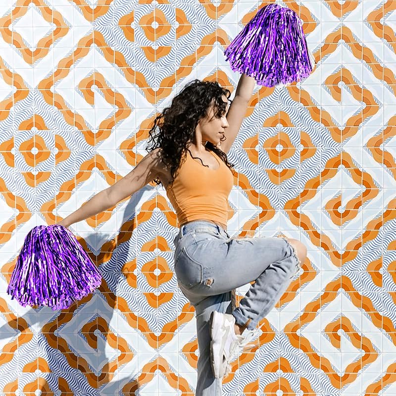 24 Pcs Metallic Cheerleading Pom Poms with Baton Handle - Purple (Variation of THIS listing)