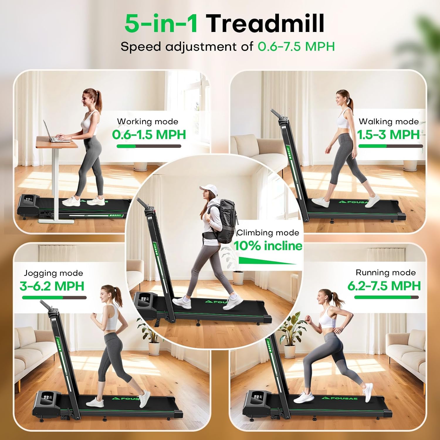 Walking Pad Treadmill - 6.2MPH Under Desk Walking Pad with 10% Incline | 350LBS Capacity, Remote Control