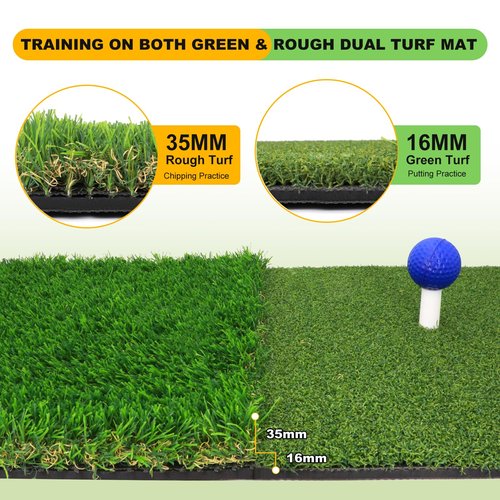 Xamanabu Foldable Golf Hitting Mat with 10mm EVA Base, Premium Dual-Turf Golf Practice Mat for Indoor/Outdoor Training, Simulator Swing and Chipping, Ideal Gift for Golfers, Men, Dad, Husband
