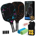 TRINEVERSE PowerBall - T300 Carbon Fiber Pickleball Paddles Set of 2 - Honeycomb Core - 15.7x7.8 inch -7oz - Pickleball Racket - Includes accesories