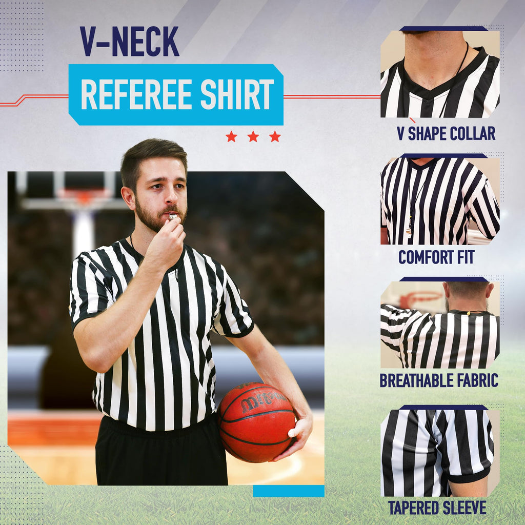 Murray Sporting Goods Men's V-Neck Referee Shirt | Men’s Official Short Sleeve Pro-Style V-Neck Officiating Halloween Costume (3X-Large)