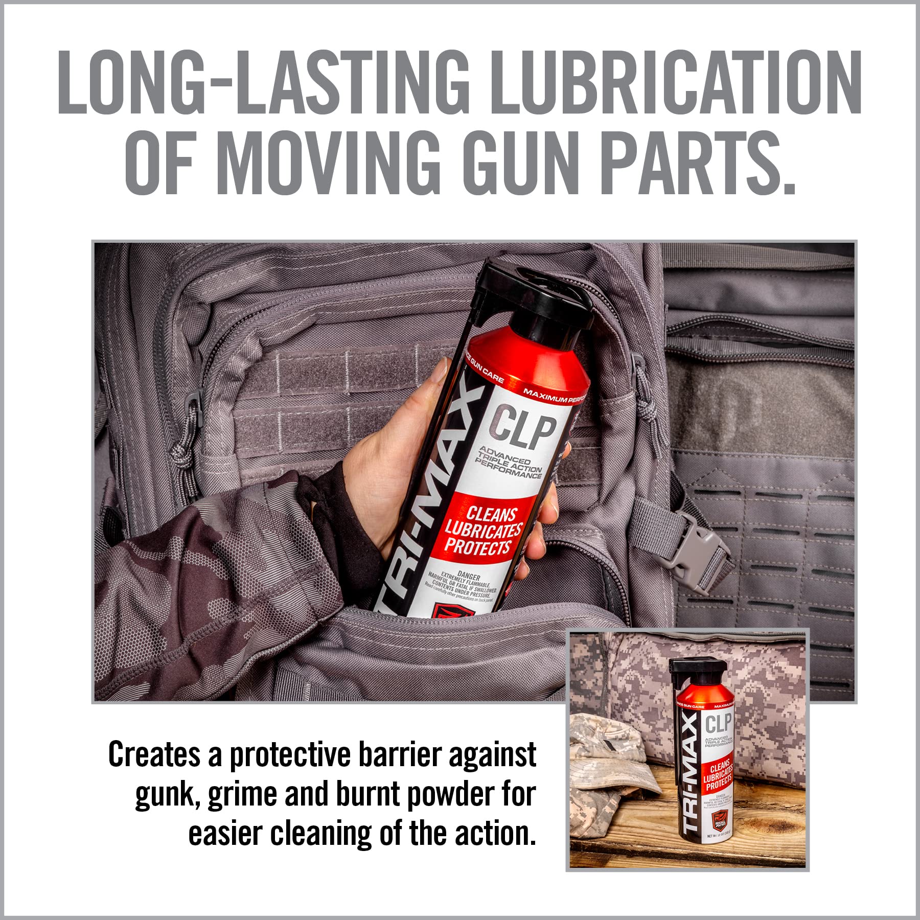 Real Avid Tri-Max 12oz CLP Gun Cleaning Oil - Long Lasting Gun Cleaner Spray w/Two-Position Nozzle Straw Excels in Extreme Temperatures