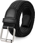 JASGOOD Braided Stretch Belt for Men Golf Casual Fabric Elastic Woven Belt 1 3/8" Adjustable Work