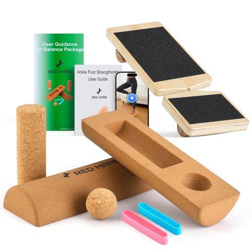 Professional Foot & Ankle Balance Training System – Cork Balance Board with Adjustable Wooden Bars for Stability, Rehab & Performance