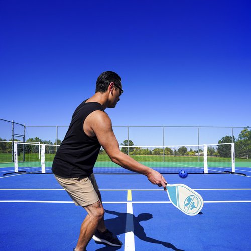 Park & Sun Sports 21' Adjustable Portable Pickleball Net Set with Paddles, Balls, and Carry Bag
