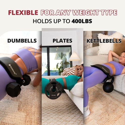 Bellabooty Premium Hip Thrust Belt - Adjustable Exercise Belt for Glutes & Squats, Hip Thrust Pad for Comfort, Versatile Gym Equipment for Home - Weightlifting Belt Support for Women - Gray