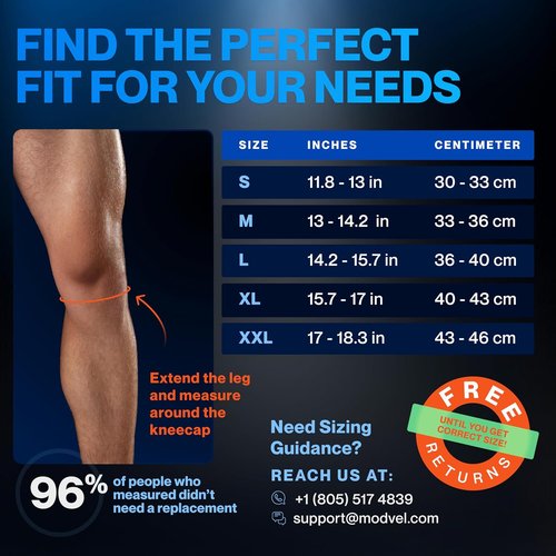 Modvel 7mm Neoprene Knee Sleeves - Compression Support for Weightlifting & Powerlifting | Medium Black (Pair)