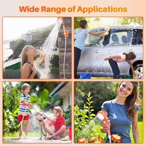 COOLIGO Portable Camping Shower with Heater, 6000mAh Rechargeable Camping Shower with 2000W Auto-Off Immersion Heater, LED Display, Heated Outdoor Shower for Travel, Hiking, Car