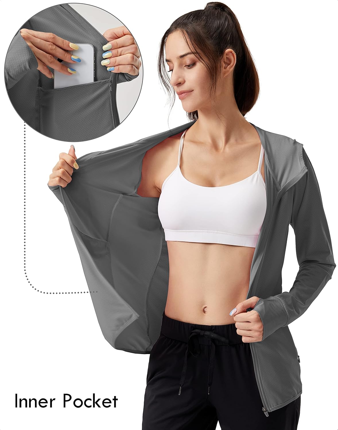 Soothfeel Women's Sun Protection Hoodie Jacket - Lightweight UPF 50+ Long Sleeve with Pocket for Hiking