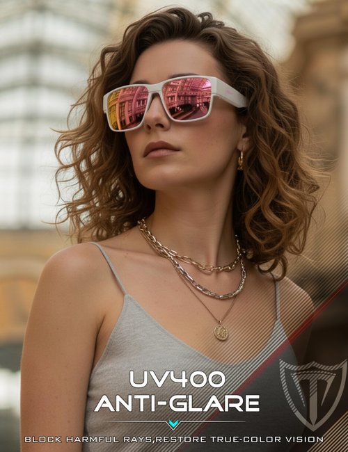 ATTCL Polarized Fit Over Sunglasses for Men Women, Oversized Square UV400 Sun Glasses for Driving, Fishing T991 White-Pink