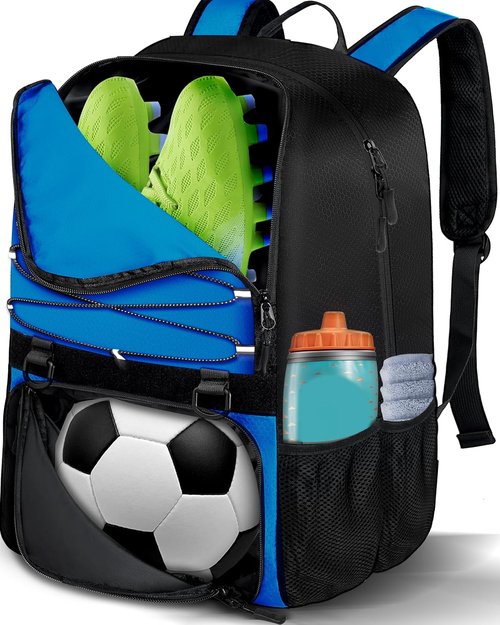 Lointet Youth Soccer Bag - Versatile Sports Backpack with Ball Compartment | Black