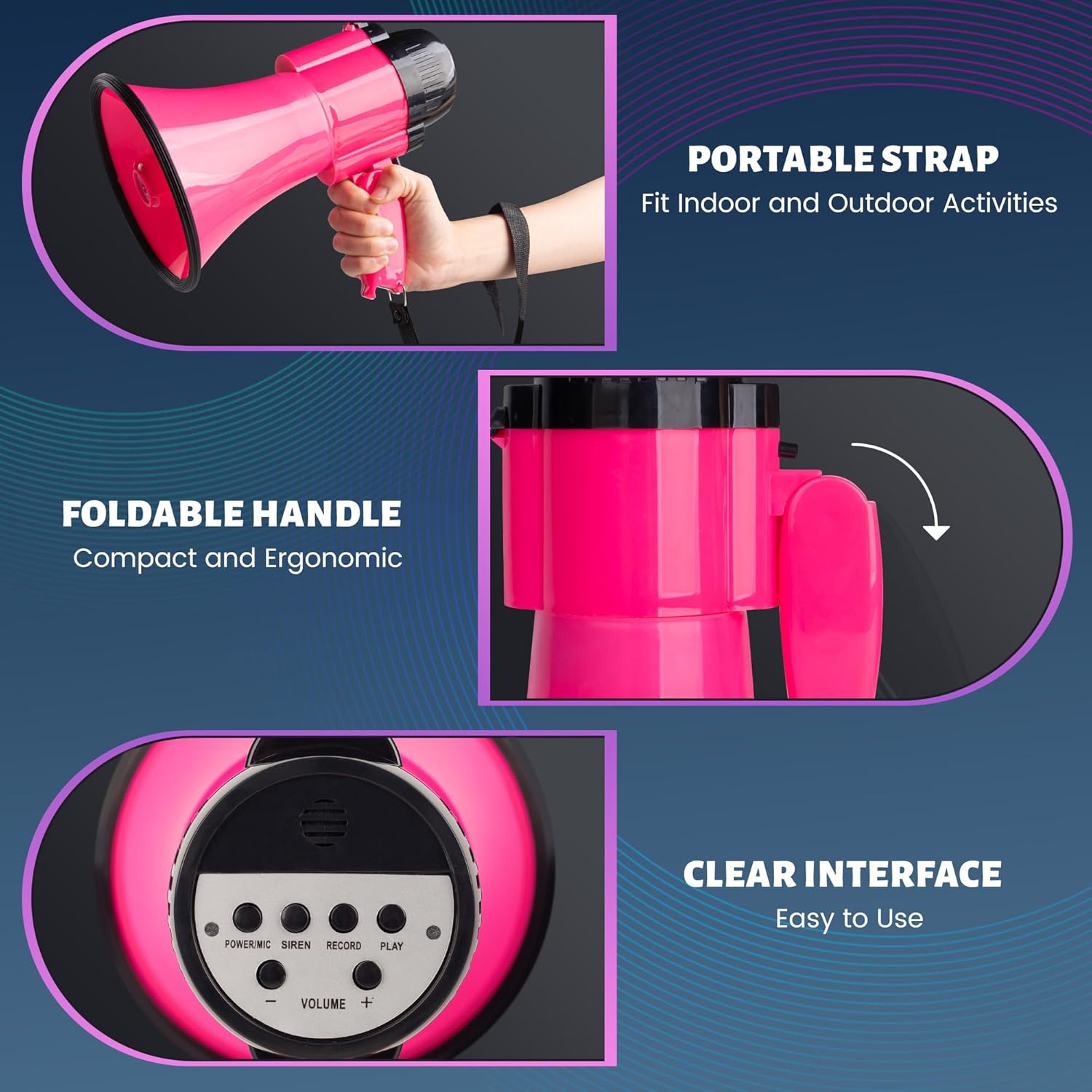 Skiennix 30 Watt Portable Megaphone - Voice, Siren Alarm & 240S Recording with Volume Control