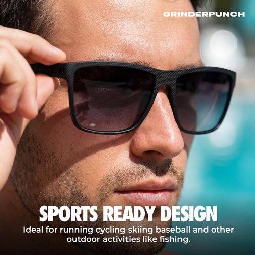 grinderPUNCH Polarized Square Sunglasses for Men Black Designer Polarized Sunglasses Trendy Shades Sunglasses For Men UV 400