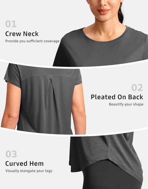 G Gradual Women's Lightweight Athletic Yoga Tops - Short Sleeve Quick Dry Running Shirts | Loose Fit Gym T-Shirts