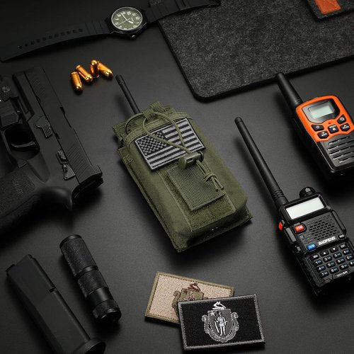 FRTKK Tactical Radio Holder - Heavy Duty Molle Pouch for Two-Way Walkie Talkies | Army Green
