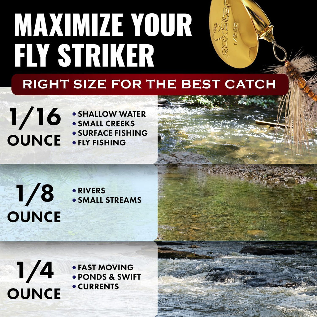RoxStar Fly Strikers | Versatile Fishing Spinner Proven to Out-Fish Any Spinner | Hand-Tied in The USA for Trout, Bass, Steelhead