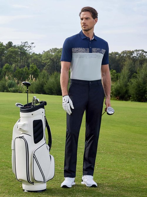 M MAELREG Golf Shirts for Men - Moisture-Wicking Performance Polo with Chest Print | Casual Short Sleeve