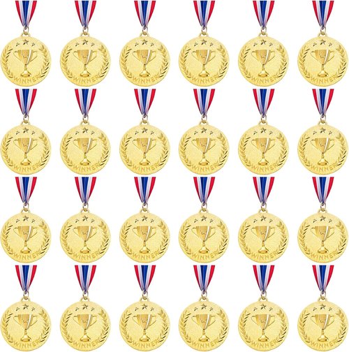 Caydo Gold Award Medals - 12/24 Pieces Metal Winner Medals for Sports Events | 2 Inch