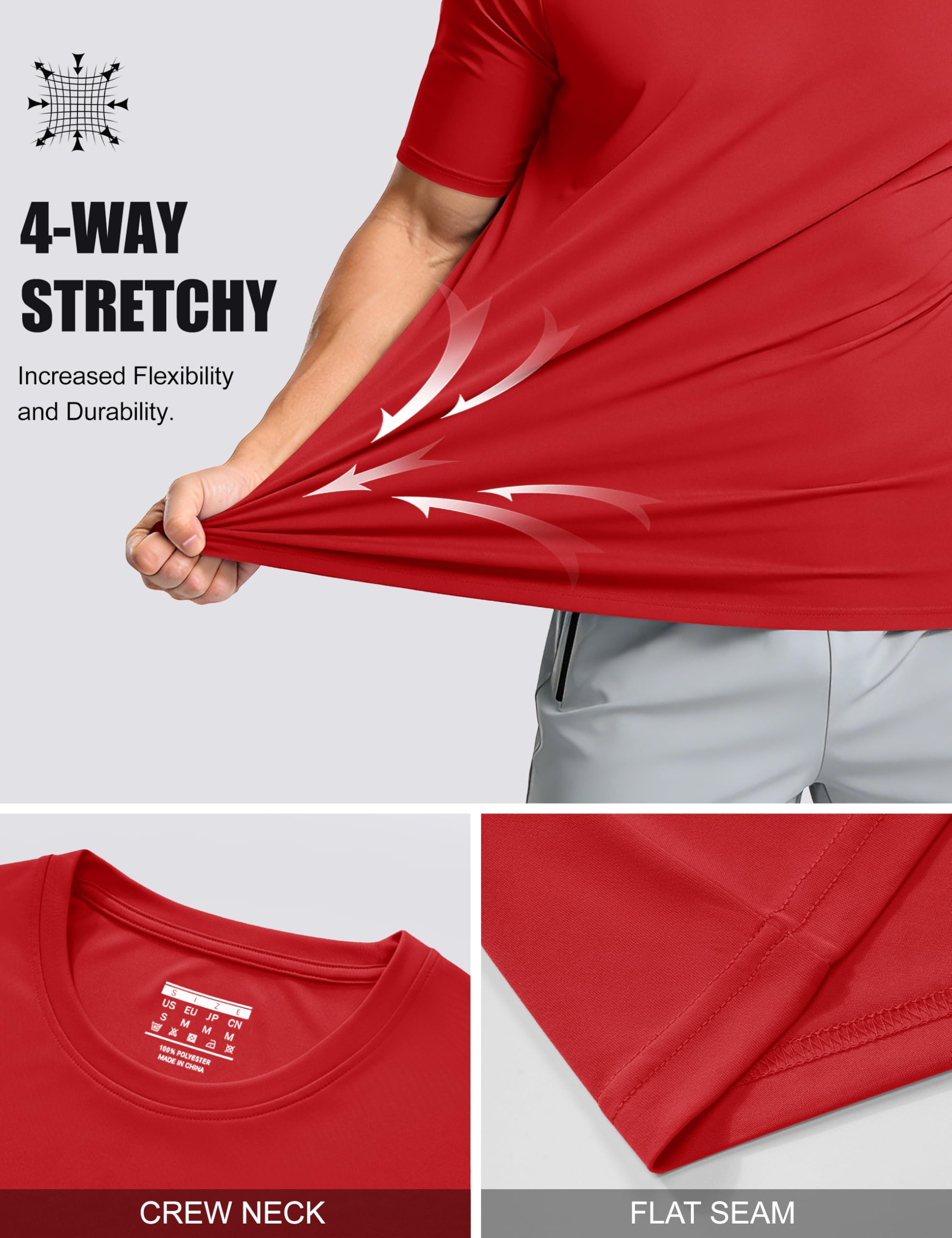 Athletic T-Shirts for Men Soccer Shirts Quick Dry Top Tee Rash Guards Running Shirt Dry Fit Lightweight Sun Shirts Gym Active T-Shirt